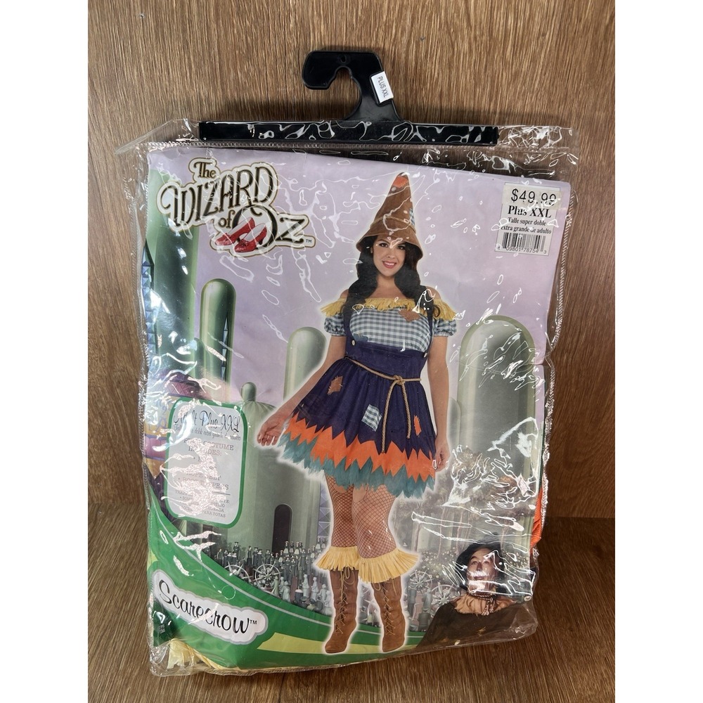 Wizard of Oz Scarecrow Costume Womens Plus XXL 18-20 Dress Hat 5pc Set Amscan